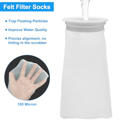 4 Pack 4 Inch Aquarium Filter Bags, Nylon Mesh Filter Socks, 100 Micron Felt Filtration, 4 Inch Ring by 10 Inch Long - size: 10''x4'' (100 Micron)