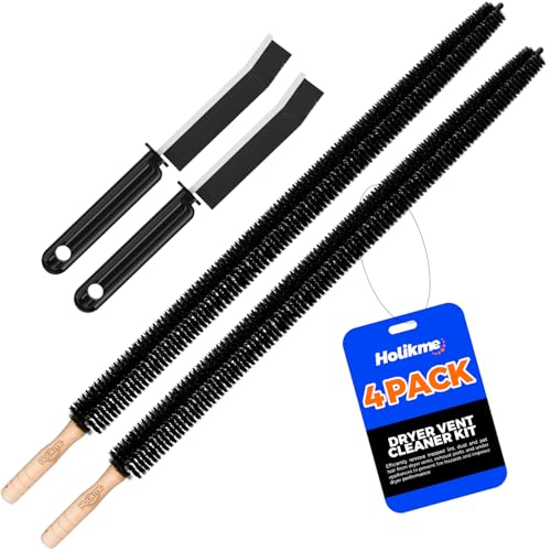 Holikme Dryer Vent Cleaner Kit 4 Pack - Household Cleaning Supplies,Long Flexible Refrigerator Coil Brush Radiator Brush,Dryer Lint Brush Home Essentials for Lint Trap Dust Vacuum Brush - size: Long 4Pack