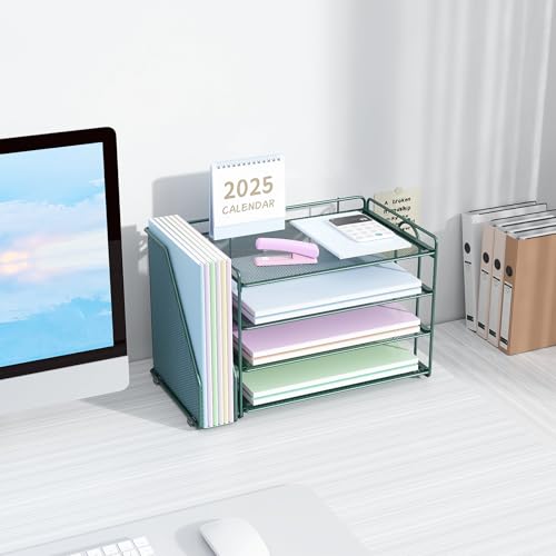 Spacrea Paper Organizer, Desk Organizers and Accessories for Desk with File organizer, Desk Accessories & Workspace Organizers for Catalog & Reference Racks (Dark Green) - color: Dark Green