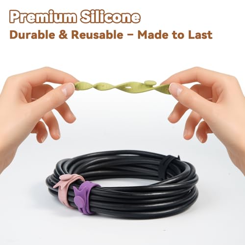 24-Pack Reusable Fish-Shape Silicone Cable Ties – 8 Colors, 4.7” Adjustable Cord Organizers for Cords & Electronics, Cord Wraps for Charging Cables, Cable Management for Home & Office - color: Fish – (Non-magnetic)