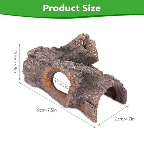 Bark Aquarium Decoration Resin-Realistic Wood Texture Fish Tank Ornament with Hiding Spot for Bottom Fish-Approx. 7.5" L x 4.7" W x 3.9" H(Bark) - color: Bark
