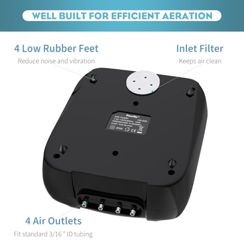 Pawfly Aquarium Air Pump Oxygen Pump for 10-200 Gallon Fish Tanks Buckets Dual Outlet Adjustable Ultra Quiet Aerator Pump with Accessories - size: Up to 200 gal (With Kit)