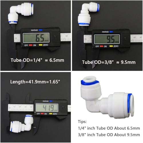 1/4" to 3/8" Push-Fit Fittings Set for RO System, 5 Pcs | Includes globe valve, 3-way tee, elbow & straight coupling for 5-stage reverse osmosis RO DIY water purification systems. - style: 1/4 turn 3/8 quick connect straight elbow three-way ball valve col
