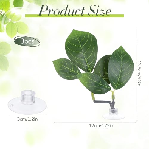 3 PCS Betta Fish Leaf Hammock, Faux Fishs Leafs Pads 5.5 Inch Plastic Artificial Plant Twin Leaf Design with Suction Cup Aquarium Decorations Ornaments Fish Tank Accessories for Resting Hiding Playing