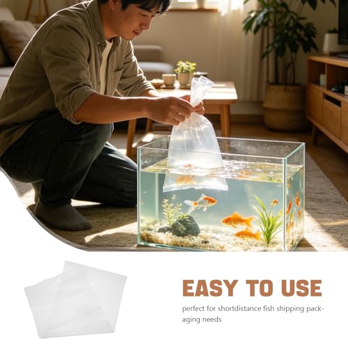 50PCS Fish Transport Bags: PE Plastic Leak-Proof Shipping Bags For Live Fish, 4.3 Mil Extra Thickness, 13.8"X6", Flat Seal, Transporting Shipping Containers
