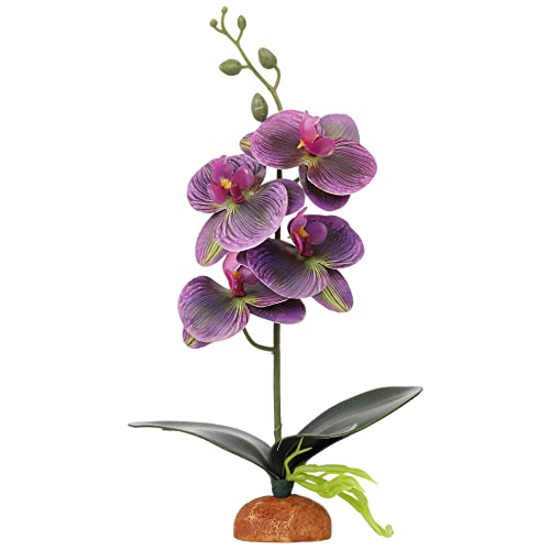 Fake Orchids Artificial Flowers, Reptile Terrarium Decor Plants, Bearded Dragon Tank Accessories fit Crested Gecko Leopard Lizard Chameleon Ball Python Snake Frog (Radiant) - color: Radiant