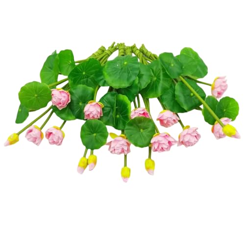 6 Pieces Water Lily Artificial Flower Silk Plants Floating Flowers,10" Plastic Flowers Lotus Flowers,Realistic Fake Flowers Lotus Decor Used for Fish Tank Decoration Home Decor (Pink) - color: Pink