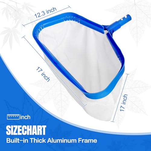 joyhalo Pool Skimmer Net with Pole, 2.5FT-10FT Adjustable Aluminum Pole & Fine Mesh Pool Net,Larger Capacity Skimmer Leaf nets for Cleaning Leaves, Debris - color: White
