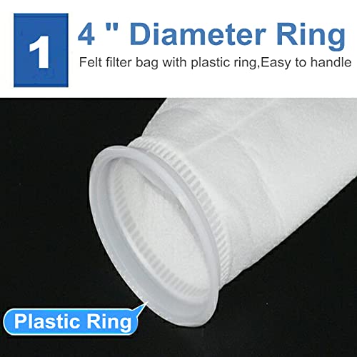 2 Pack Felt Filter Socks 50 Micron 4 Inch Ring by 9 Inch Long, Short Fabric Filter Bag (50 Micron) - size: 50 Micron