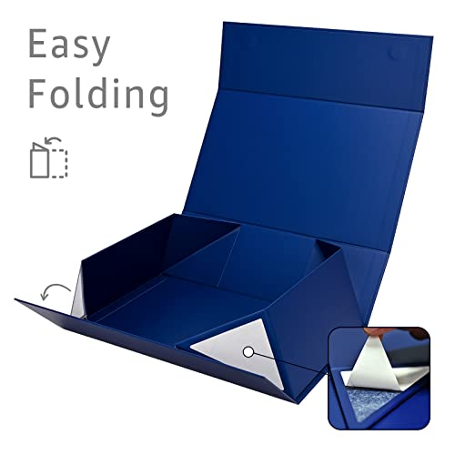 LIFELUM Navy Blue Birthday Gift Box for Men 13.8 x 8.3 x 4.4 inch, Groomsmen Proposal Gift Box for Presents with Lids Ribbon,Card,Shredded Paper Filler - color: Navy Blue, size: 1 count (Pack of 1)