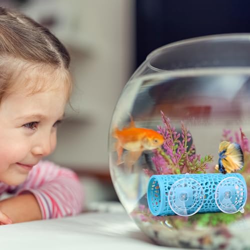 Abizoo Betta Fish Tunnel Hideout for Aquarium Decoration Hollow Coral Design Smooth Finish, Fish Tank Accessory Habitat Cave for Betta Shrimp Guppies Neon Tetras Zebra Danios and Other Small Fish - color: Light blue