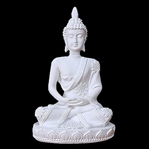HYFAN Mini Sandstone Buddha Yoga Meditation Statue Harmonious Figurine Collectible Craft Feng Shui Sculpture Decor for Home Office Shelf Desktop (White 3 - color: White 3