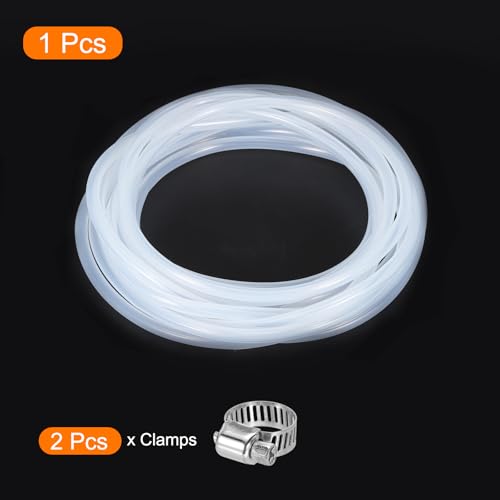 MECCANIXITY 20ft Clear Silicone Rubber Tubing 1/4" ID 3/8" OD Plastic Tube Flexible Air Hose for Brewing, Wine Making, Pump Siphon, 6mm x 10mm, with 2pcs Clamps - size: 1/4" x 3/8"