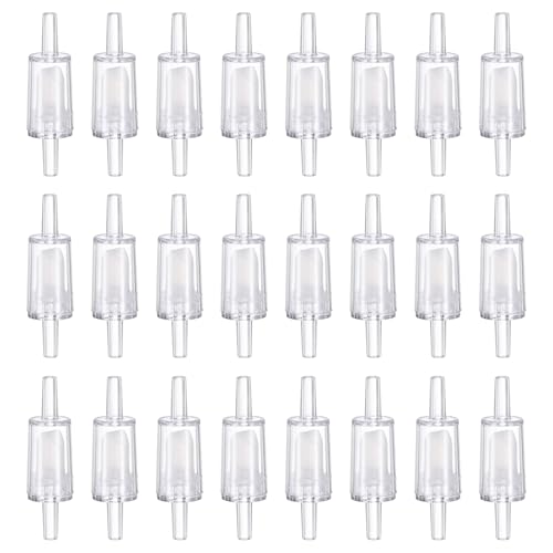 M METERXITY 24-Pack Aquarium Air Check Valve, Plastic One Way Non-Return Valves Air Valve Air Tubing Accessories Air Pump Accessories for 3/16" Airline Tubing Fish Tank [Clear White]