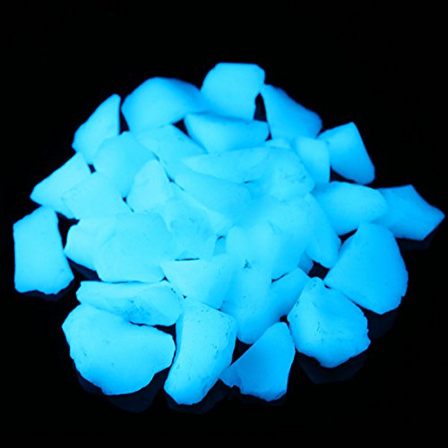 Shiny Stone Glow in The Dark Aquarium Gravel Sand, Sky Blue, 15-22mm | Neon, 305g/0.67lbs, Decorative Rocks for Fish Tank, Fairy Garden, Home Decor - color: Sky Blue, size: 15-22mm