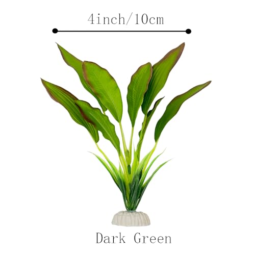 2pcs Set Green Artificial Plant Fish Tank Decor Aquarium Decorations Betta Leaf pad Hammock 8inch Silk/Plastic Plant Goldfish Fish Bowl Small Tank Plants (Green-2pcs-Set) - color: Green-2pcs-set