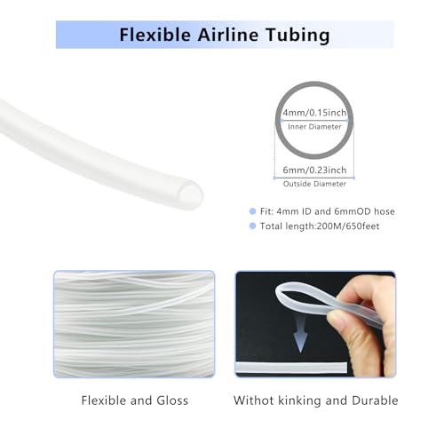 JIHAQUA 650 Feet Aquarium Air Pump Accessories Airline Tubing, Standard 3/16” Tubing for Fish Tank (Translucence) - color: Translucence