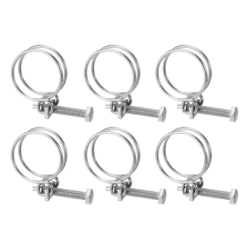 uxcell 6Pcs Double Wire Hose Clamp, 38-42mm Adjustable Stainless Steel Wire Hose Clips with M8 Bolt for Dust Collection Hose, Pump Hose Pipe - size: 38-42mm