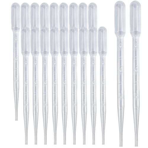 Zkupanx 20 PCS 3ml Dropper Pipettes - Disposable Pipettes Dropper for Accurate Liquid Transfer, Perfect for Essential Oils, Resin, Crafts, Labs, Kids Activities - Plastic Pipette, Droppers - size: 3mL 20PCS