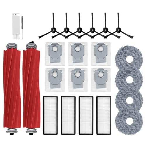 24Pcs Qrevo S Accessories Kit Replacement Compatible with Roborock Qrevo S/Qrevo Plus/Qrevo Pro Robot Vacuum, 2 Main Brush, 4 Mop Cloth Pads, 6 Side Brushes, 4 HEPA Filters,6 Dust Bag, 1 Cleaning Tool - style: for Qrevo S/Qrevo Plus/Qrevo Pro