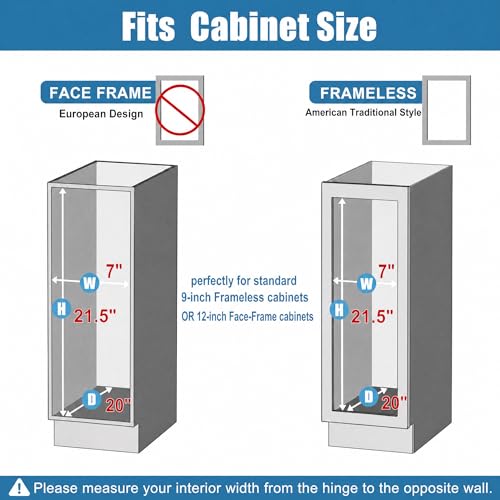 JOWBOOW 6 Inch Pull Out Cabinet Organizer (5.9" W), Fully Assembled Narrow Slide Out Spice Rack with Anti-Wobble Wheels& Door Mount Kit, Heavy Duty 3 Tier Pantry Storage for Base Cabinets - size: 6"W Bottom-Mount