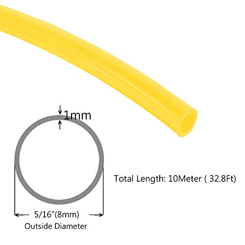 Beduan Pneumatic Nylon Tube 5/16"od SAEJ844 Air Line Nylon Hose Tubing for Air Brake System or Fluid Transfer（32.8ft 10 Meter） - color: Yellow, size: 5/16"OD 32.8FT