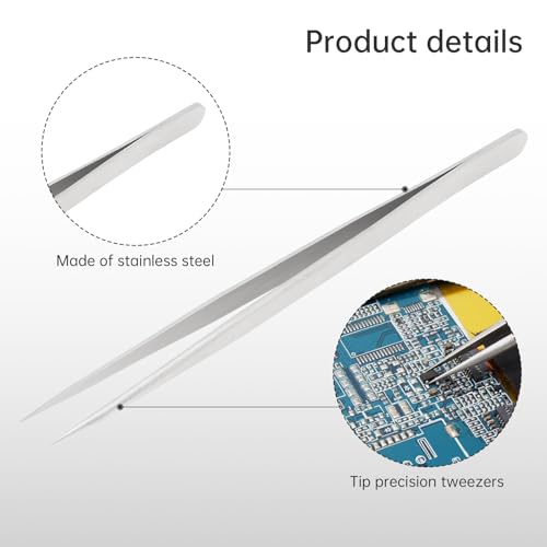 6 inches Precision Stainless Steel Tweezers, Professional Multipurpose Tweezers Forceps Tongs