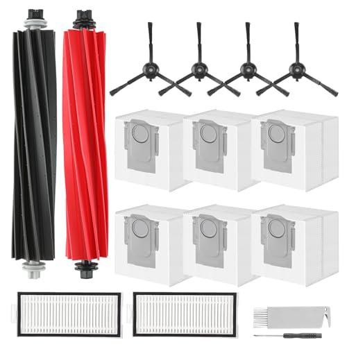 Q5 Max+ Accessories Replacement Parts Compatible with Roborock Q5 Max+, Q5 Pro+, Q8 Max+, Q5 DuoRoller+ Robot Vacuum Cleaners, Include Dual Roller Brush,4 Side Brush,2 Filters,6 Bags,2 Tools - color: Q5 Max+ Kit - Black