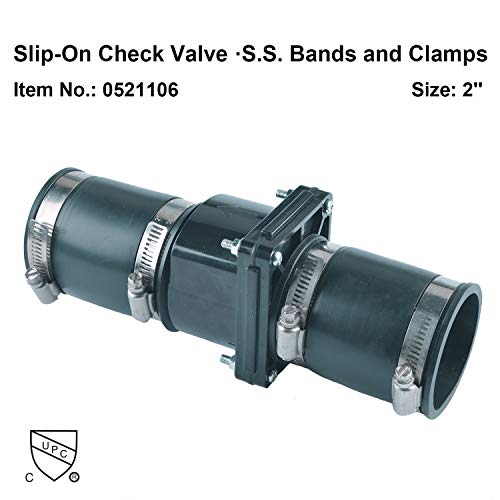 Plastic Sump Pump Check Valve with Stainless Steel Clamps 2 inch