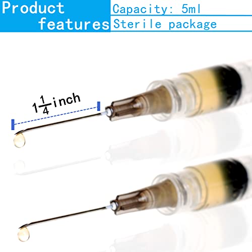 20 Pack 5ml Industrial Sterile Syringes with 22Ga 1.2 Inch, Plastic Disposable Syringe for Scientific Labs, Liquids Refilling and Measuring