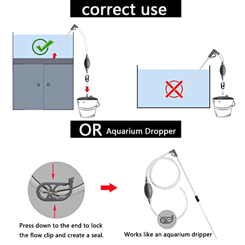 AREPK 10 Gallon Fish Tank cleaner and Aquarium Water Changer Siphon with a Thinner Tubing. Perfect for Cleaning Small Tanks, Gravel Vacuum for Aquarium Kit