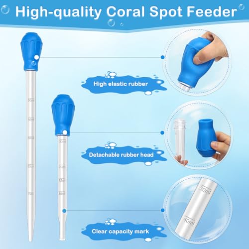 5 in 1 Aquarium Coral Feeder Kit, Luxiv 2 Pcs 60ml and 30ml Aquatic Reef Feeding Dropper with 10in Extender Pipe, 2 Pcs Stainless Steel Straight and Curved Aquarium Tweezers for Feeding Tong (Black) - color: Black