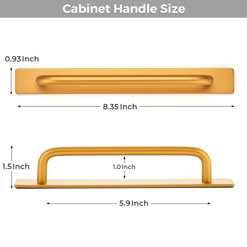 2 Pack Adhesive Handles Self Stick Instant Cabinet Handles 8.35" Stick on Cabinet Handles Drawer Push Pull Handles Helper Sliding Screen Door Handles for Sliding Closet Window Wardrobe - Gold - color: Gold, size: 8.35 In Length