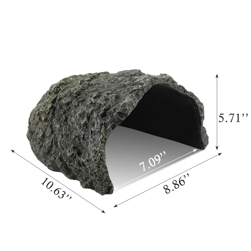 IBWell 9.1 Inch Reptile Hides Resin Tortoise Hideout for Hiding and Basking Aquarium Rock Caves for Snake Bearded Dragon Fish Lizard