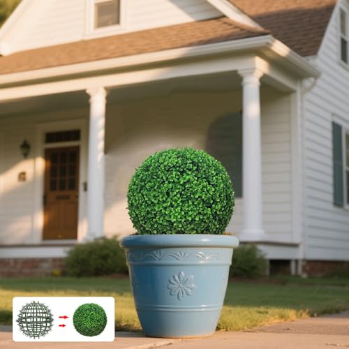 Topiary Ball Frame Set of 2, 6 Sizes Plastic Plant Support Cage, Artificial Grass Ball Frame for DIY Flower Arrangement, Boxwood Moss Ball Holder for Wedding Home Garden Decoration (30cm/12inch) - size: 30cm/12inch