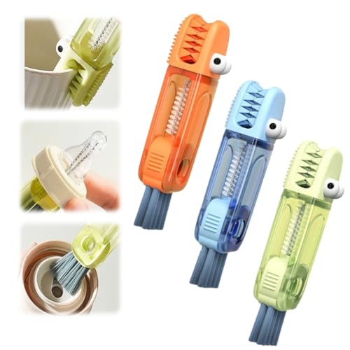 3 in 1 Cup Lid Cleaning Brush, 2024 Upgrade Crevice Cleaning Brush Set for Baby Bottle Gap Tight Spaces Cup, 3 in 1 Multifunctional Cleaning Brush Portable Cup Lid Cleaner with Brush (B4) - color: B4