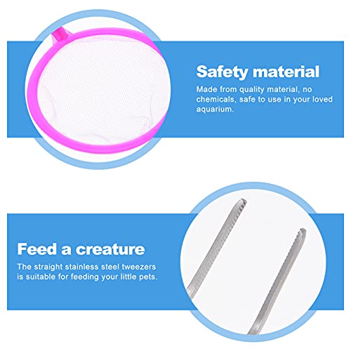 Yardwe Professional Aquarium Cleaning Supplies 7 in 1 Fish Tank Tool Set with Fine Mesh Net Skimmer Brush Tweezers for Aquascaping Random Color