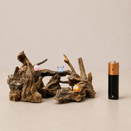 Aquarium Driftwood Unique Wooden Logs with Small -Like Decorative Mini House Figurines Suitable for Fish Bowl Classroom Decoration