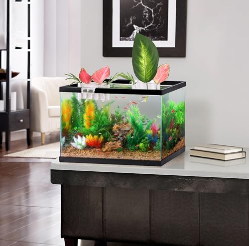 2 PCS Aquarium Plant Holder Top Hanging Fish Tank Plant Pot Aquarium Planter Cups for Water Feature Decoration - color: Rimmed - Clear