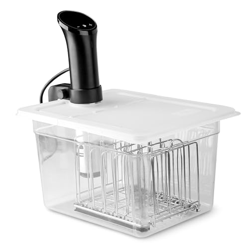 EVERIE 12 Quart Sous Vide Container with Collapsible Hinged Lid + Wobble-Free Stainless Steel Rack Divider— NSF Approved Container, BPA-Free Lid, Compatible with Anova and Instant Pot - color: Container with lid and rack