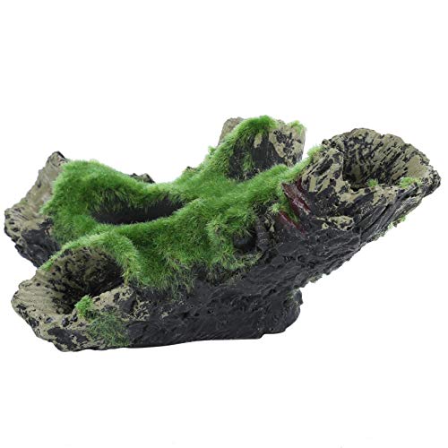 Aquarium Decor Fish Ornament, Artificial Dead Wood Cave Shelter, Natural Design Fish Shelter for & Shrimp, 15x9x6.5cm