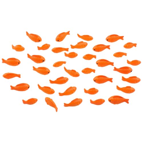 CREATCABIN 36Pcs 3 Styles Miniature Resin Fish Small Fish Figurines Dark Orange Mini Sea Ocean Marine Animal Tank Decorative Figure Statues Ornaments for Home Office Desktop Tank Aquarium DIY Decor