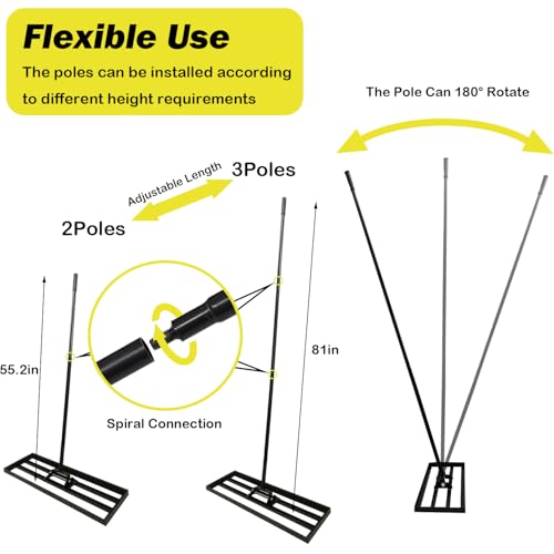 48"x10" Lawn Leveling Rake - High Carbon Steel Yard Lawn Leveler Tool with Adjustable Long Handle | Multi-Surface Levelawn Tool for Soil, Grass, Golf Course, Garden & Farm Care - style: 48"x10"