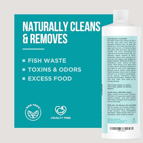 Aquarium Gravel Cleaner - Liquid Gravel Cleaner for Fish Tanks - Naturally Reduces Fish Waste, Ammonia, Nitrite & Odors - Freshwater & Saltwater - No Vacuum Needed - Treats 240 Gallons (4 fl oz) - size: 4 Fl Oz (Pack of 1)