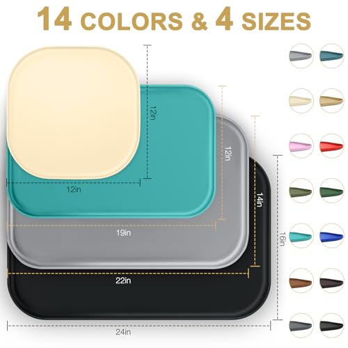 SMILOOL Silicone Pet Food Mat with Raised Edge for Food and Water Bowl, Dog Feeding Mats, Cat Food Trays for Floor Waterproof, Rubber Tray for Dogs and Cats, 22 x 14 x 0.8 Darkbrown - color: Dark Brown, size: 22"L x 14"W