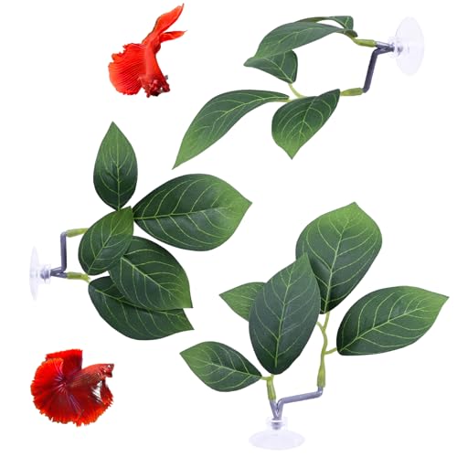 Betta Fish Hammock 2 Detachable Adjustable Plastic Plants Leaf Pad with Super Suction, The Natural Habitat for Betta Resting, Spawning & Tank Beautification (4)