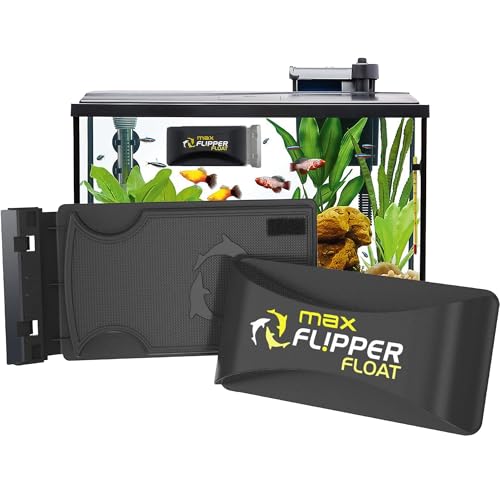 FL!PPER Flipper Cleaner Float - 2-in-1 Floating Magnetic Aquarium Glass Cleaner - Fish Tank Cleaner - Scrubber & Scraper Aquarium Cleaning Tools – Floating Fish Tank Cleaner, Max