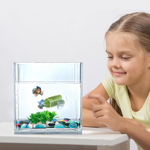 NAANEEZOO Betta Tube Tunnel, Hollow Design Fish Cave Hideout with Suction Cup, Safer Toys for Small Fish & Shrimp, Aquarium Decor