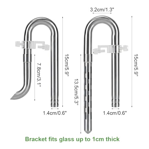 Inflow & Outflow Lily Pipe, Stainless Steel Aquarium Filter Pipes with 2Pcs Pipe Holders for 4.7"/6.3"/7.9" Hoses, Available Extension Pipes - size: Fits 12mm Hose