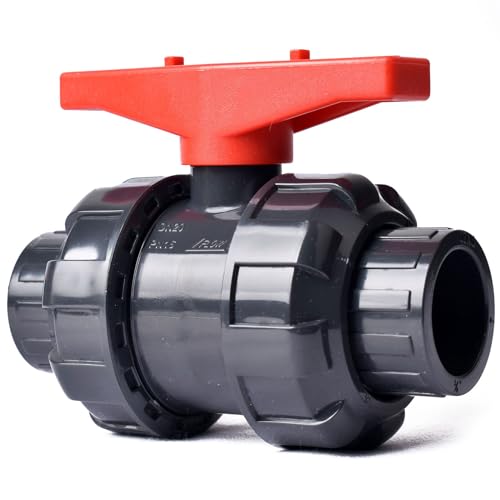 1" UPVC Union Ball Valve, Pool True Union Full Flow Ball Valve for Water System, U.S. ASTM EPDM O-Rings, Rated at 230 PSI, 1 inch Socket (1 inch) - size: 1 Inch (1"), style: Pack of 1